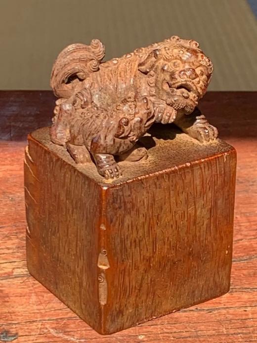 竹根镂雕父子瑞狮钮玺印形方章，顺丰包邮 商品图14