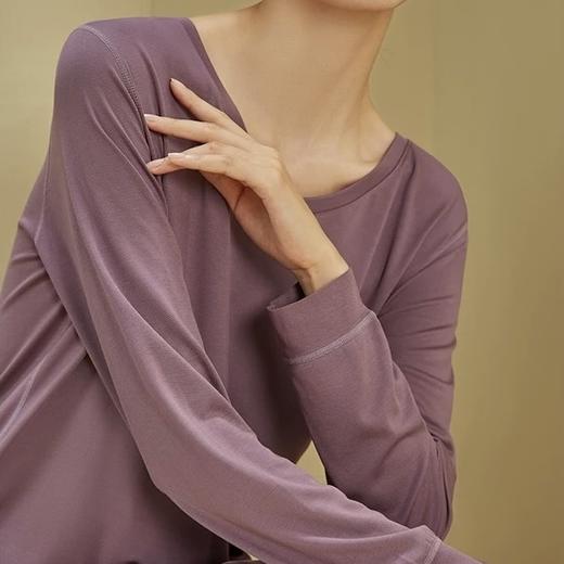 【居家舒适】卷卷紫女士兰精莫代尔V领长袖连衣裙家居服/睡衣 轻柔舒适透气 极简百搭不挑身材 商品图5