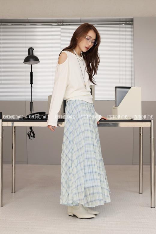 【门店同款】ENJOY春季飘逸雾蓝格纹裙 169146988 商品图12