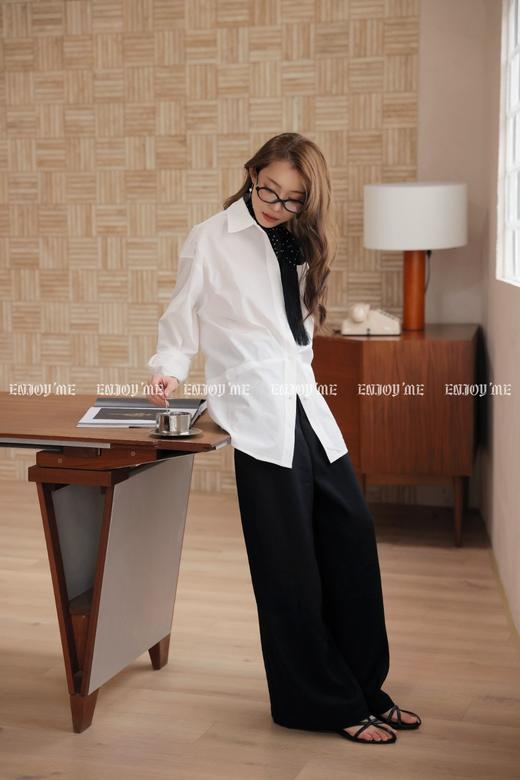 【门店同款】ENJOY春季“柔权主义”波点飘带净版衬衫 169253370 商品图12