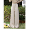 鹿向南「砾沙祝白」杏色宽松阔腿休闲裤女春季高腰设计感长款裤子 商品缩略图1