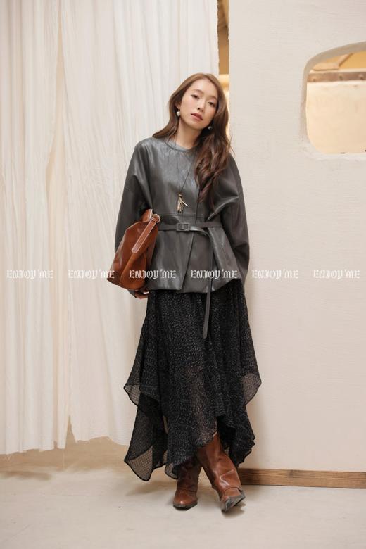 【门店同款】ENJOY春季“序光之旅”配腰带斜扣皮衣 169599856 商品图5