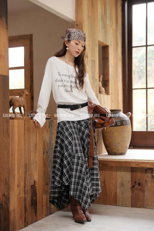 【门店同款】ENJOY春季“序光之旅”斜肩T格子裙套装 169245960 商品图0