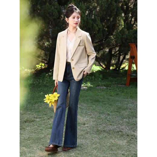 鹿向南「微光记忆」高级感卡其色正装西装外套女春季宽松气质上衣 商品图2