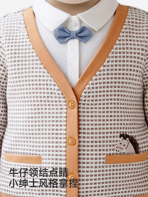 英氏儿童假两件外套格子长袖男童春秋英伦春季上衣YRWBJ1S027A 商品图2