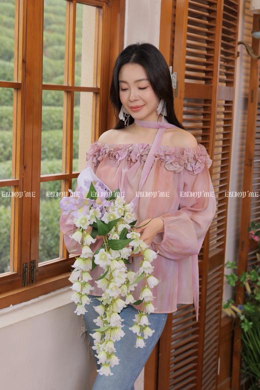 【门店同款】ENJOY春季“柔光芳序”婉约结梦一字肩上衣 169693084 商品图5