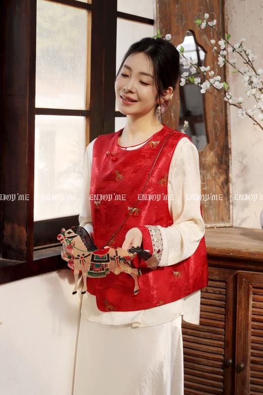 【门店同款】ENJOY春季“画中行”梦马生花中式马夹 169443974 商品图2