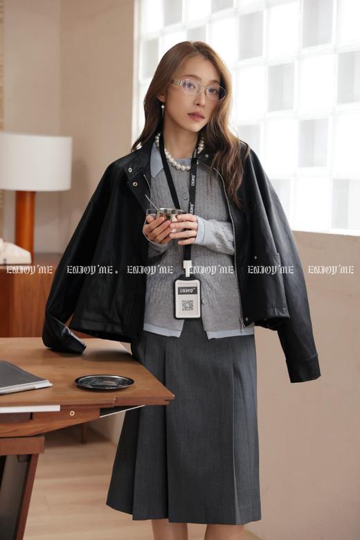 【门店同款】ENJOY春季“柔权主义”立领抽绳皮衣 169193151 商品图13