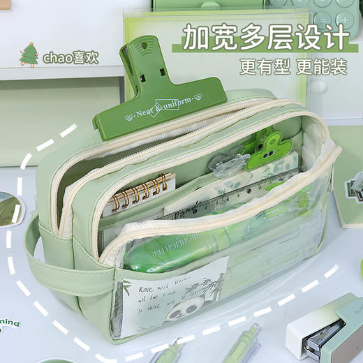 【多层加宽设计❗透明大可视窗】大容量透明笔袋简约分隔新款高颜值小学初中生专用ins风文具袋子。rg 商品图2