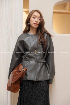 【门店同款】ENJOY春季“序光之旅”配腰带斜扣皮衣 169599856