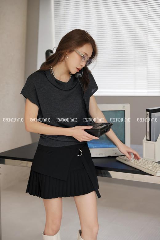 【门店同款】ENJOY春季“柔权主义”叠叠领针织上衣 169247172 商品图1