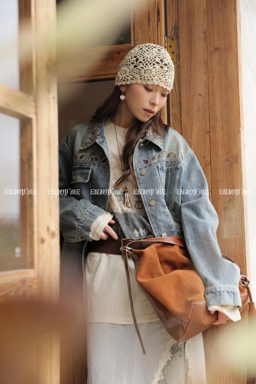 【门店同款】ENJOY春季“序光之旅”设计感腰果花牛仔外套 169443376 商品图7