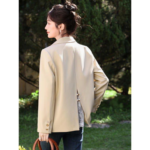 鹿向南「微光记忆」高级感卡其色正装西装外套女春季宽松气质上衣 商品图1