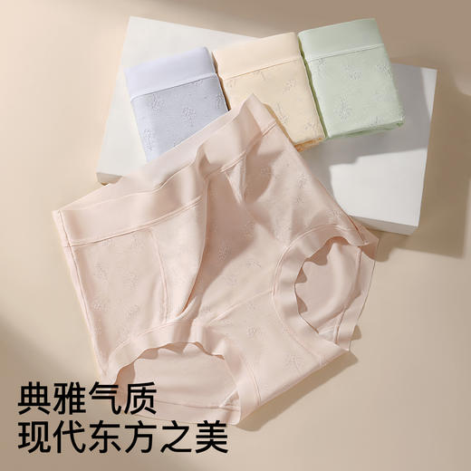 N2-润微新款莫代尔/棉高腰轻收腹4条装裸感轻盈透气纯棉裆女士内裤女  小云舒/云朵棉棉 商品图3