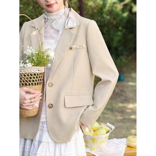 鹿向南「微光记忆」高级感卡其色正装西装外套女春季宽松气质上衣 商品图4