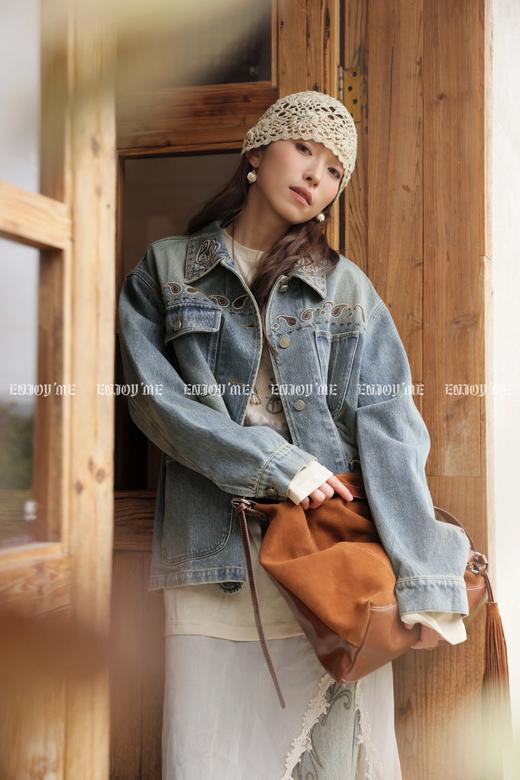 【门店同款】ENJOY春季“序光之旅”设计感腰果花牛仔外套 169443376 商品图8