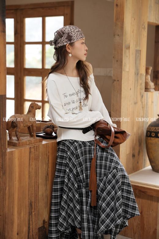 【门店同款】ENJOY春季“序光之旅”斜肩T格子裙套装 169245960 商品图8