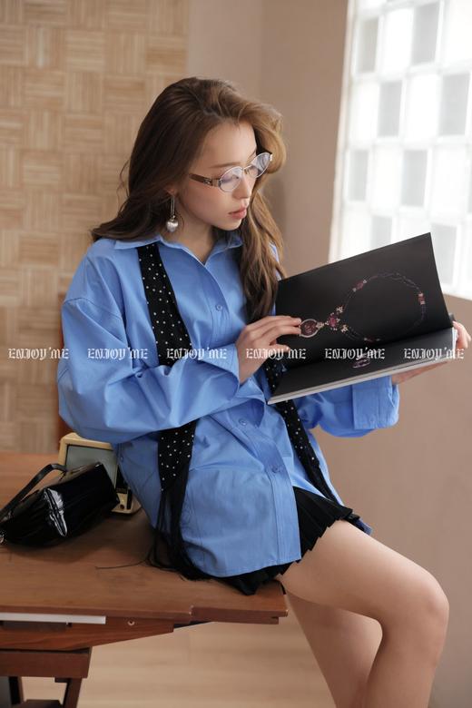 【门店同款】ENJOY春季“柔权主义”波点飘带净版衬衫 169253370 商品图4