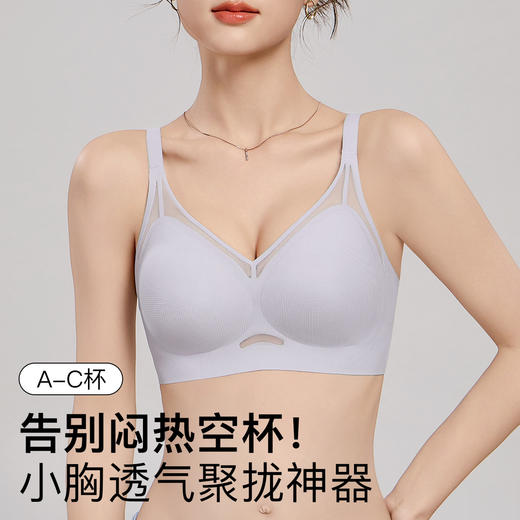 【轻薄透气无痕】小胸舒适聚拢提拉上托防垂收副乳内衣女士文胸罩   朦胧云影 商品图0