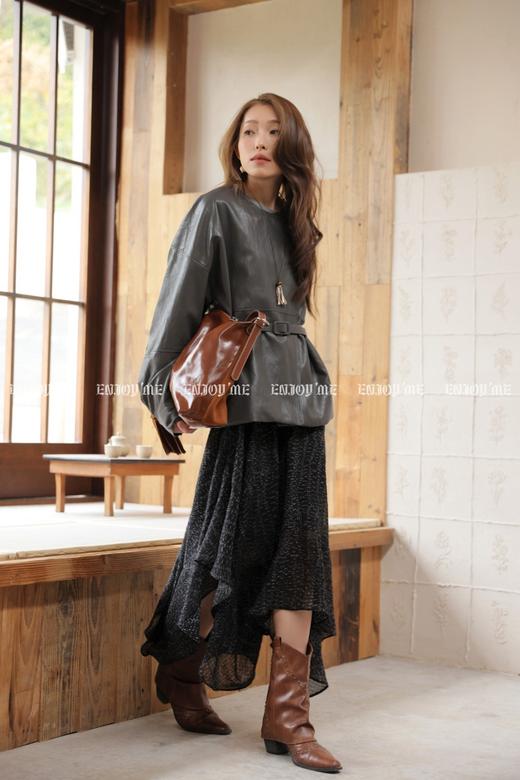 【门店同款】ENJOY春季“序光之旅”配腰带斜扣皮衣 169599856 商品图4