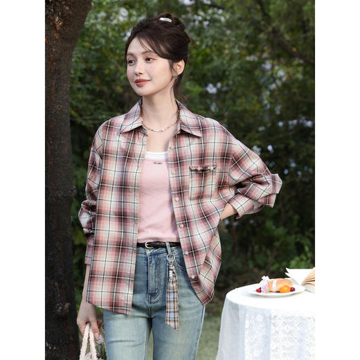 鹿向南「柔光点耀」假两件粉色内搭背心女春夏修身打底吊带上衣 商品图2