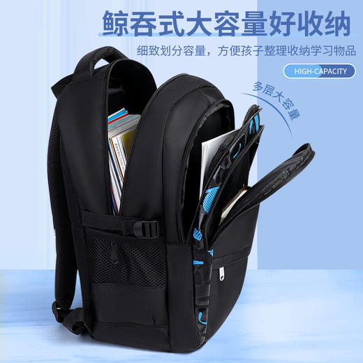 【开学季❗️潮酷耐磨防水🔥大容量护脊书包】孩子学习收纳好帮手「多层大容量」轻松满足日常学习需求，背部减负设计让，孩子保持挺拔身姿，小学生书包1-6年级双肩包L 商品图3