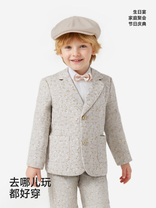 【高定系列】英氏儿童西装外套男童主持人礼服春秋纯棉帅气西服YRWCJ1S021A 商品图3