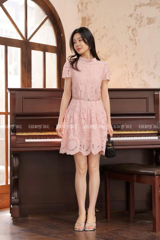 【门店同款】ENJOY春季“轻礼服”木槿粉蕾丝钩花裙 169694511 商品图4