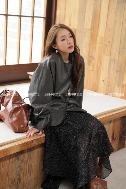 【门店同款】ENJOY春季“序光之旅”配腰带斜扣皮衣 169599856 商品图2