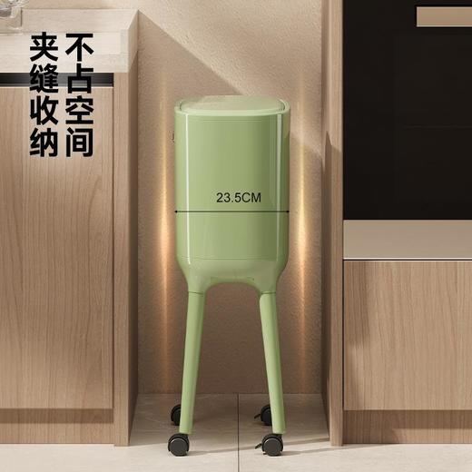 垃圾桶高级感轻奢家用带盖免弯腰厨房客厅夹缝带轮按压开盖垃圾筒 商品图2