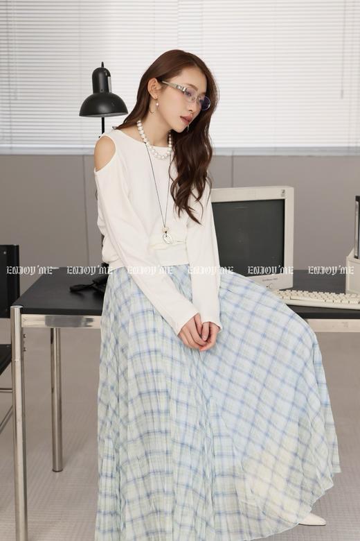 【门店同款】ENJOY春季飘逸雾蓝格纹裙 169146988 商品图8