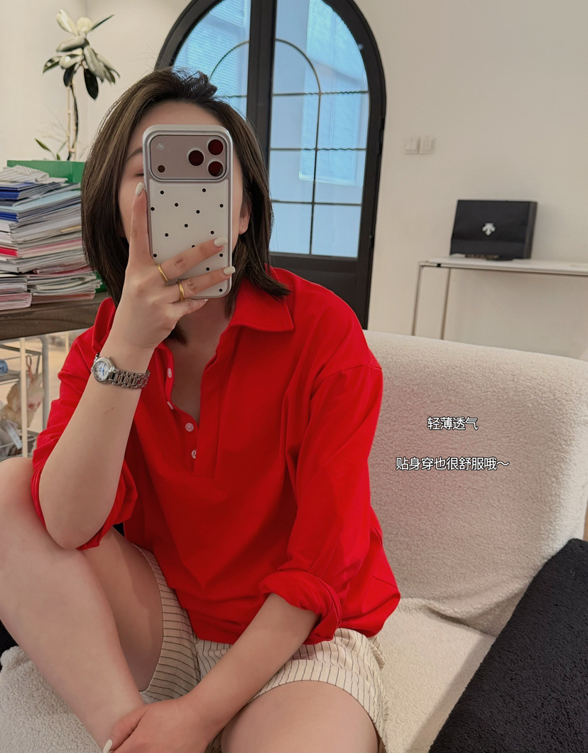 row纯棉极简polo衫