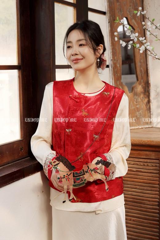 【门店同款】ENJOY春季“画中行”梦马生花中式马夹 169443974 商品图0