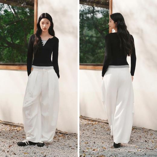 森马长袖T恤女春季短款紧身假两件2026新款设计感显瘦气质套头衫 商品图4