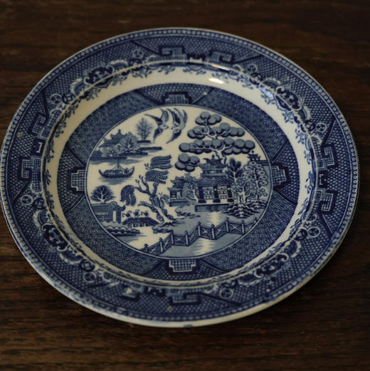 英国Willow青花柳亭纹老瓷盘 博物馆同款 X1385 商品图0