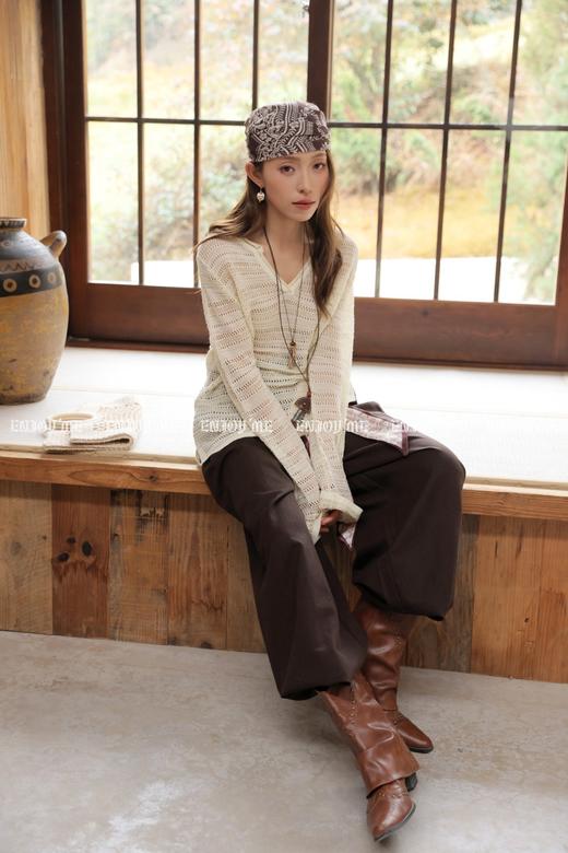 【门店同款】ENJOY春季丝巾腰带松弛阔腿裤 169147016 商品图1