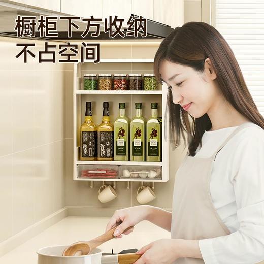 厨房置物架壁挂式免打孔收纳架子放杂物挂墙上多功能调味品整理架 商品图1