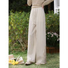 鹿向南「砾沙祝白」杏色宽松阔腿休闲裤女春季高腰设计感长款裤子 商品缩略图0