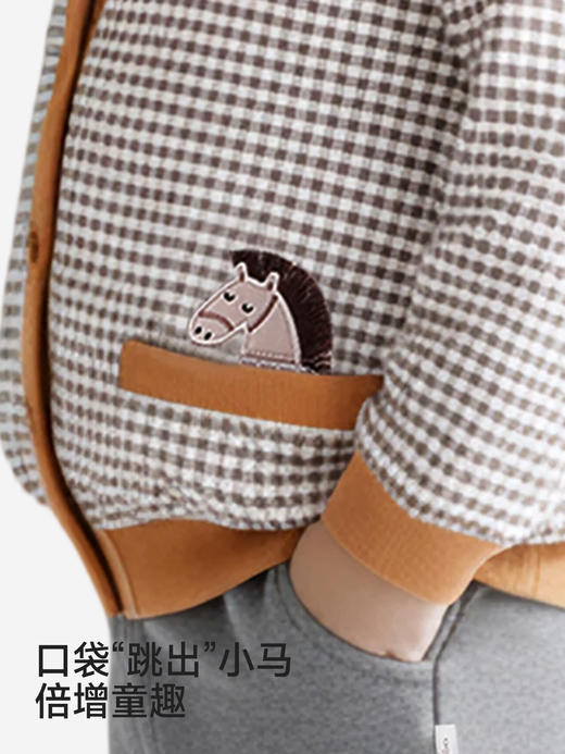 英氏儿童假两件外套格子长袖男童春秋英伦春季上衣YRWBJ1S027A 商品图4