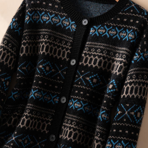 【法式温柔风】2024秋冬 山羊绒提花加厚开衫外套女 商品图3