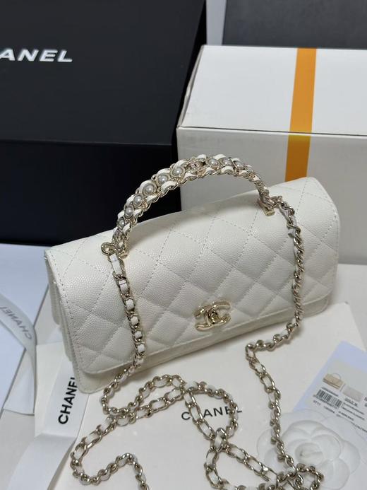 香奈儿 水钻珍珠手柄 风琴包 牛皮 荔枝纹（LZ） 商品图6