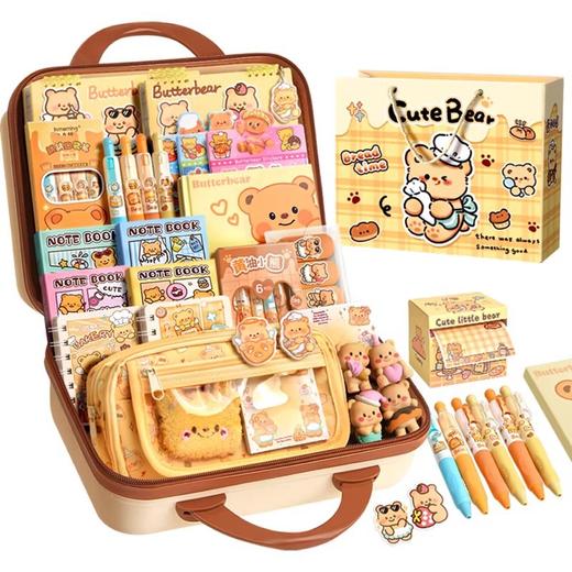 【开学季热卖❗️黄油小熊文具套装】卡通主题学生文具套装，用心搭配满足孩子，学生日常使用需求，小学生开学季文具礼包，文具学习用品卡通可爱L 商品图4