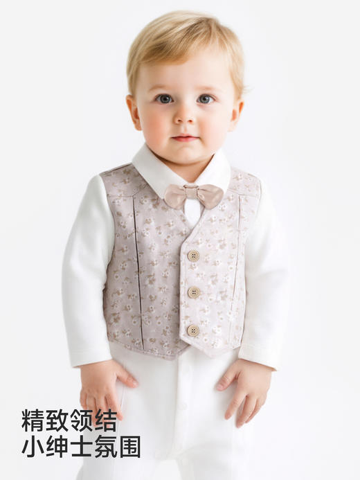 【高定系列】英氏婴儿连体衣宝宝假两件春秋长袖春季哈衣帅气百搭YRHAJ1S032A 商品图2