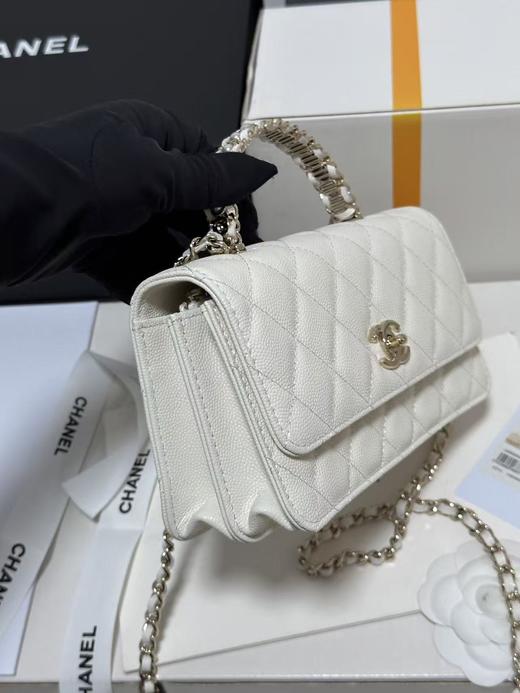 香奈儿 水钻珍珠手柄 风琴包 牛皮 荔枝纹（LZ） 商品图3