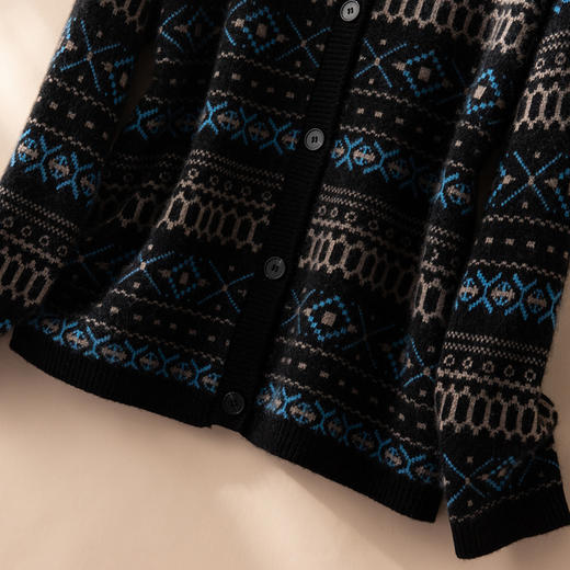 【法式温柔风】2024秋冬 山羊绒提花加厚开衫外套女 商品图4