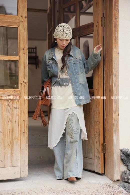 【门店同款】ENJOY春季“序光之旅”设计感腰果花牛仔外套 169443376 商品图0