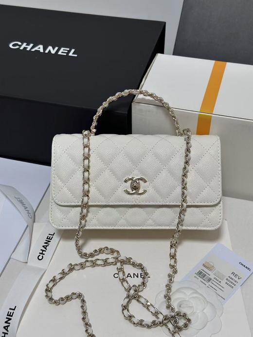 香奈儿 水钻珍珠手柄 风琴包 牛皮 荔枝纹（LZ） 商品图0