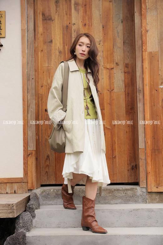 【门店同款】ENJOY春季“序光之旅”拼腰果花中长款皮衣 169649577 商品图7