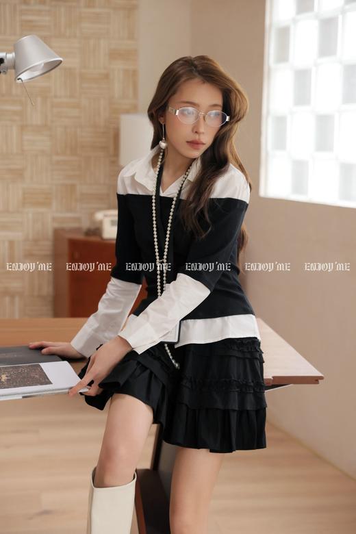 【门店同款】ENJOY春季“柔权主义”拼接假两件上衣 169696550 商品图5