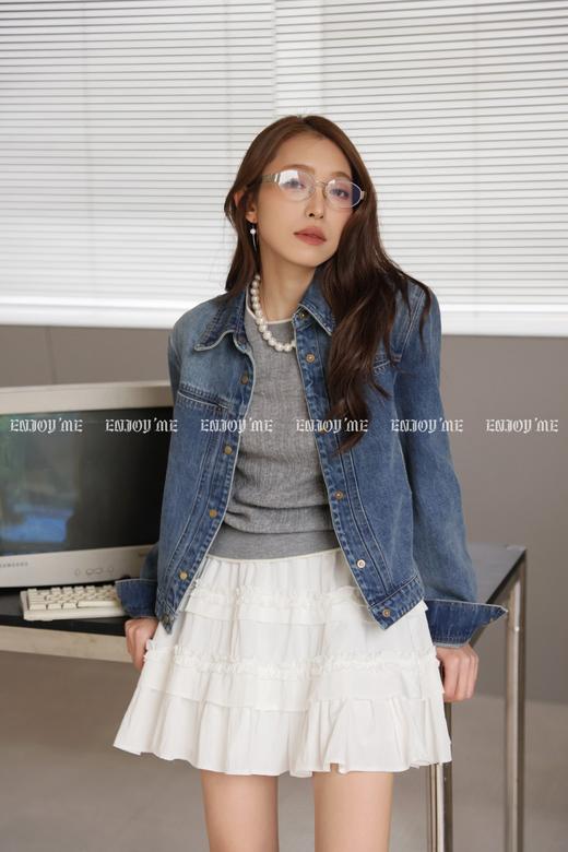 【门店同款】ENJOY春季“柔权主义”复古翻领短款牛仔外套 169696082 商品图2